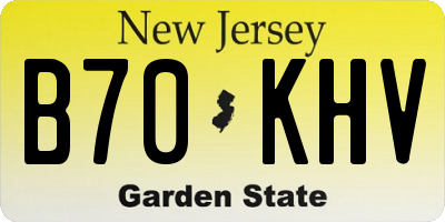 NJ license plate B70KHV