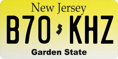 NJ license plate B70KHZ