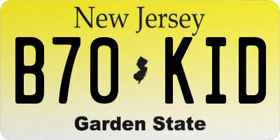 NJ license plate B70KID