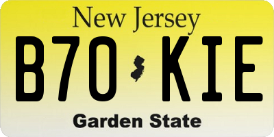 NJ license plate B70KIE