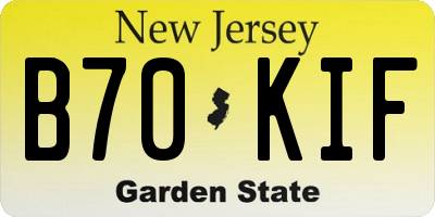 NJ license plate B70KIF