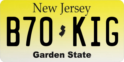 NJ license plate B70KIG
