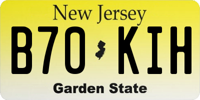 NJ license plate B70KIH