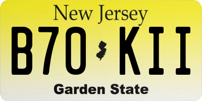 NJ license plate B70KII