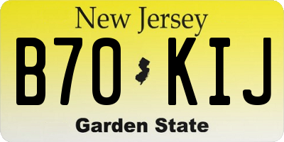 NJ license plate B70KIJ