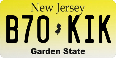 NJ license plate B70KIK