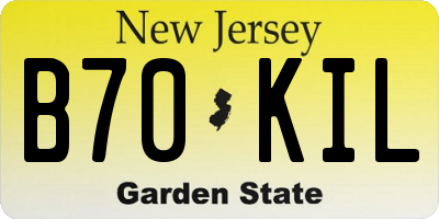 NJ license plate B70KIL