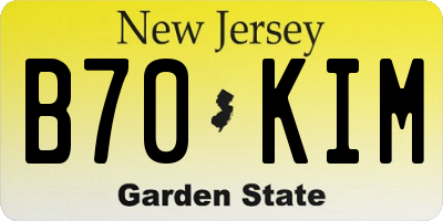NJ license plate B70KIM