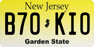 NJ license plate B70KIO