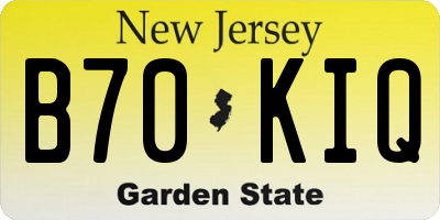 NJ license plate B70KIQ