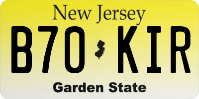 NJ license plate B70KIR
