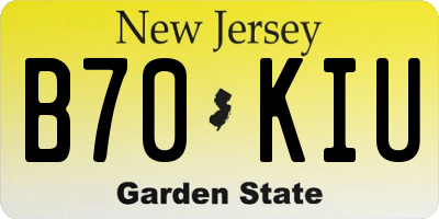 NJ license plate B70KIU