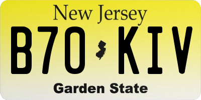 NJ license plate B70KIV