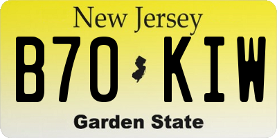 NJ license plate B70KIW
