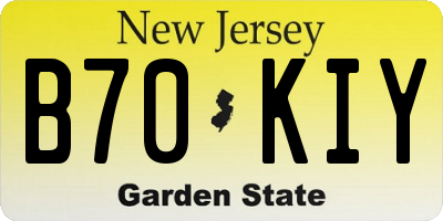 NJ license plate B70KIY