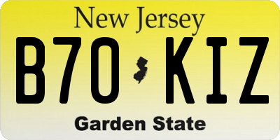 NJ license plate B70KIZ