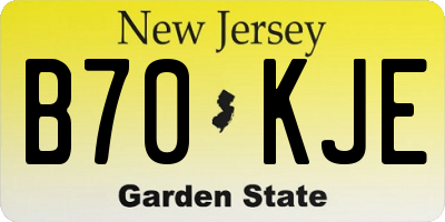 NJ license plate B70KJE