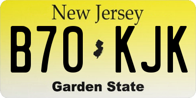 NJ license plate B70KJK