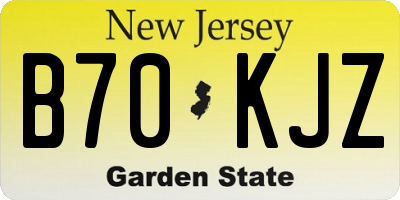 NJ license plate B70KJZ