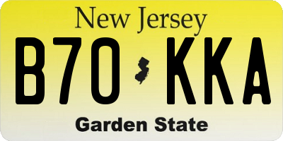 NJ license plate B70KKA