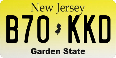 NJ license plate B70KKD