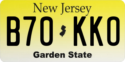 NJ license plate B70KKO