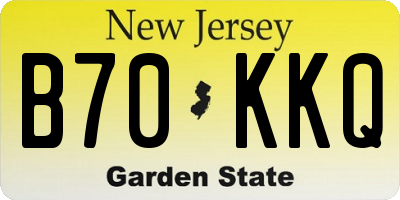NJ license plate B70KKQ