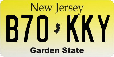 NJ license plate B70KKY