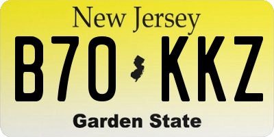 NJ license plate B70KKZ