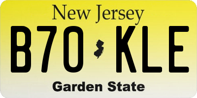 NJ license plate B70KLE