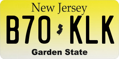 NJ license plate B70KLK
