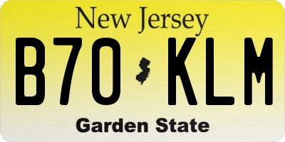 NJ license plate B70KLM
