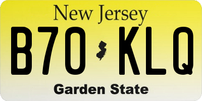 NJ license plate B70KLQ
