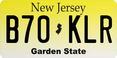 NJ license plate B70KLR