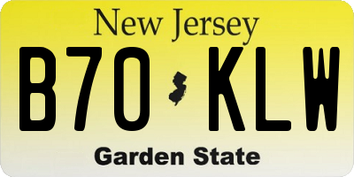 NJ license plate B70KLW