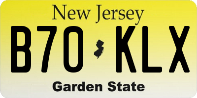 NJ license plate B70KLX