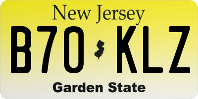 NJ license plate B70KLZ