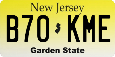 NJ license plate B70KME