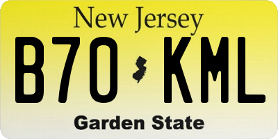 NJ license plate B70KML