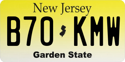 NJ license plate B70KMW