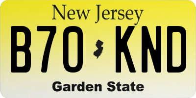NJ license plate B70KND