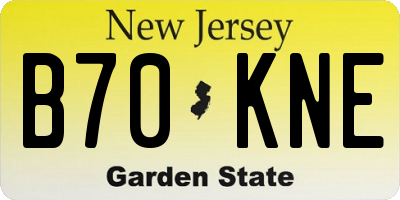 NJ license plate B70KNE