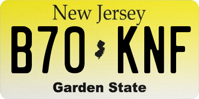 NJ license plate B70KNF
