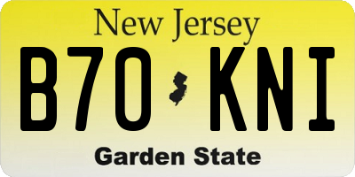 NJ license plate B70KNI