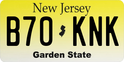 NJ license plate B70KNK
