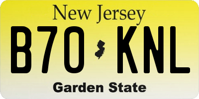 NJ license plate B70KNL
