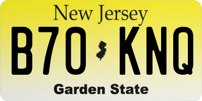 NJ license plate B70KNQ