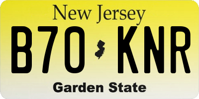 NJ license plate B70KNR