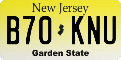 NJ license plate B70KNU