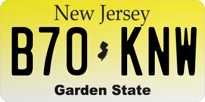 NJ license plate B70KNW